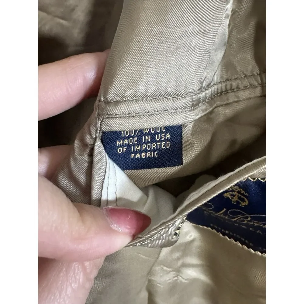 Brooks Brothers Brooksease‎ Mens 100% Wool Beige Blazer Size 45